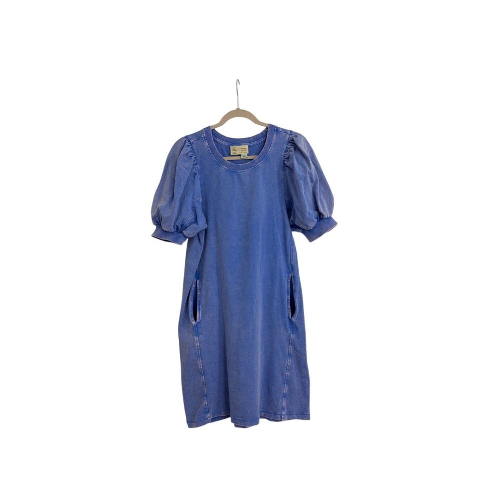 Anthropologie Saturday Sunday Sunny Day Blue Puff Sleeve Casual Sweater Dress XS